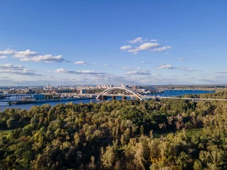 Photo sur Plexiglas Kiev Aerial view of the fresh dnieper river in kiev city