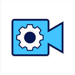 setting icon. setting with recording camera symbol. Concept of camera setting / multimedia . Vector illustration, vector icon concept.