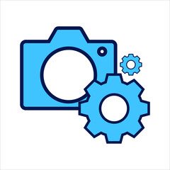 setting icon. setting with camera symbol. Concept of camera setting / multimedia . Vector illustration, vector icon concept.