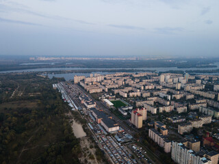 Fototapeta premium Aerial view of the outskirts of the city