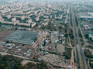 Aerial view of the train tracks at the depot