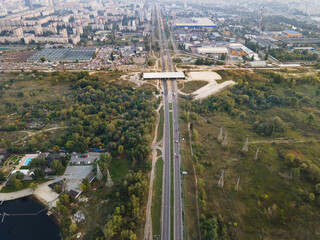 Aerial view of the outskirts of the city