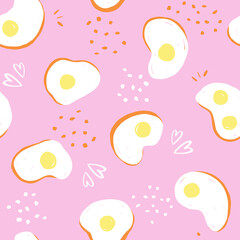 Cute hand-drawn seamless pattern with eggs on pastel background