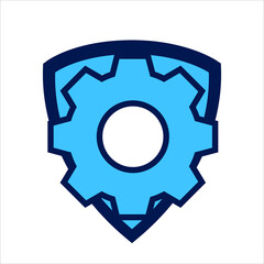 setting icon. setting with security shield symbol. Concept of security adjustment. Vector illustration, vector icon concept.