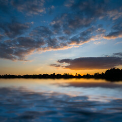 evening sky reflected in a lake, natural background