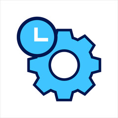setting icon. setting with time symbol. Concept of time management . Vector illustration, vector icon concept.