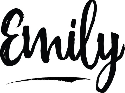  Emily-Female name Modern Brush Calligraphy on White Background