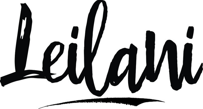 Leilani-Female name Modern Brush Calligraphy on White Background