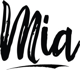  Mia-Female name Modern Brush Calligraphy on White Background