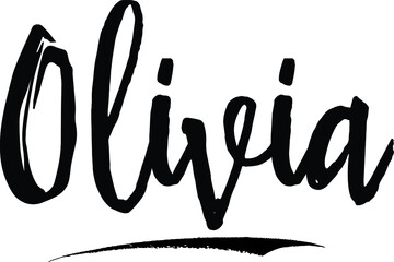  Olivia-Female name Modern Brush Calligraphy on White Background