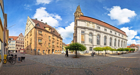 Fototapeta na wymiar Ansbach. Old town of Ansbach historic street and church panoramic view