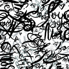 Graffiti background seamless pattern. Hand style tagging