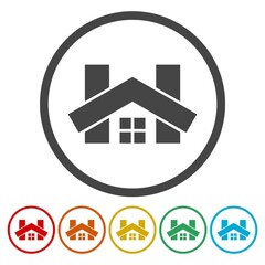 Letter H logo, House Symbol ring icon, color set