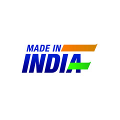 'Made In India' simple logo unit with flag tricolor. Vector graphic design.
