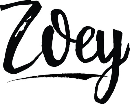 Zoey-Female name Modern Brush Calligraphy on White Background