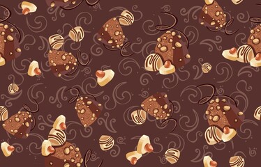 Seamless chocolate pattern with sweets, pattern. Vector illustration