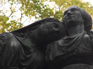 Beautiful view marble statue in the necropolis