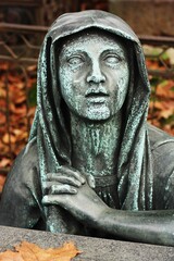 Beautiful view marble statue in the necropolis