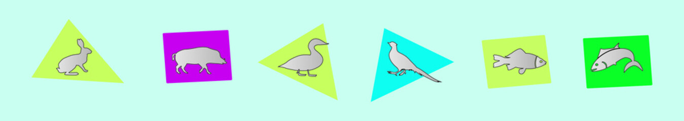 set of animals cartoon icon design template with duck and more. vector illustration isolated on blue background