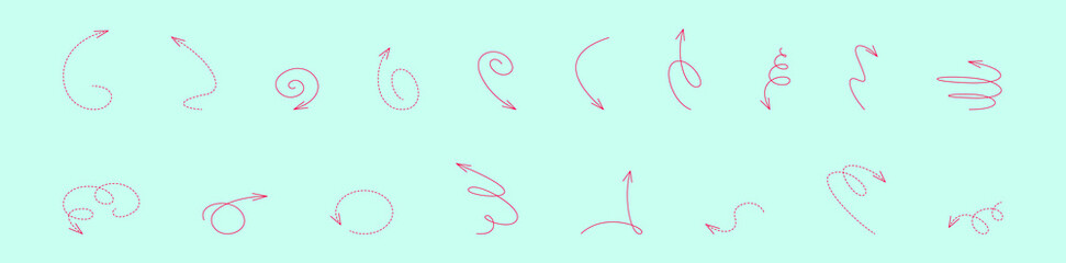 set of arrow cartoon icon design template with various models. vector illustration isolated on blue background