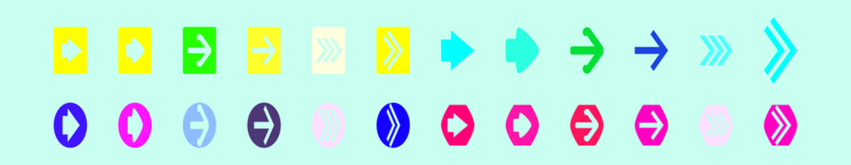 set of arrow cartoon icon design template with various models. vector illustration isolated on blue background