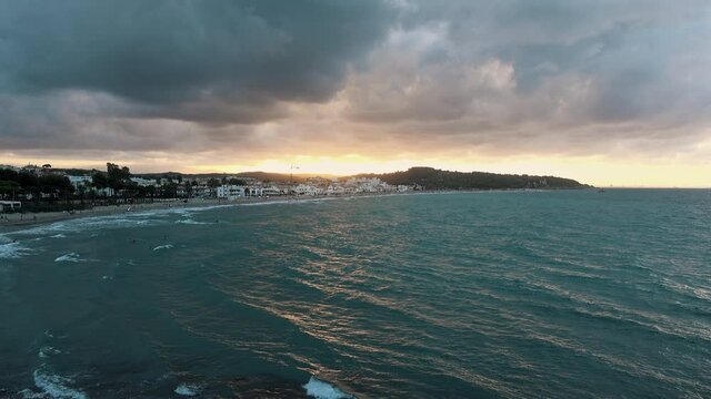 Sunset and Cloudscape in the Mediterranean village of Altafulla, Tarragona province, Spain.