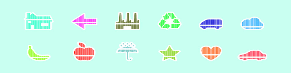 set of barcode shapes with various model design. cartoon icon vector illustration isolated on blue background