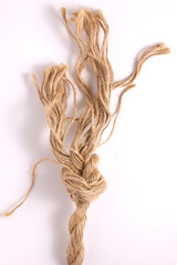 close-up brown strong rope untwisted isolated