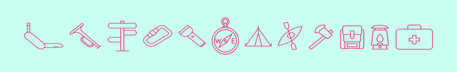 set of boyscout cartoon icon design template with various models. vector illustration isolated on blue background