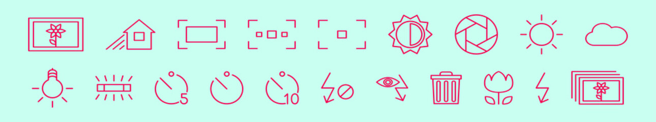 set of camera interface cartoon icon design template with various models. vector illustration isolated on blue background