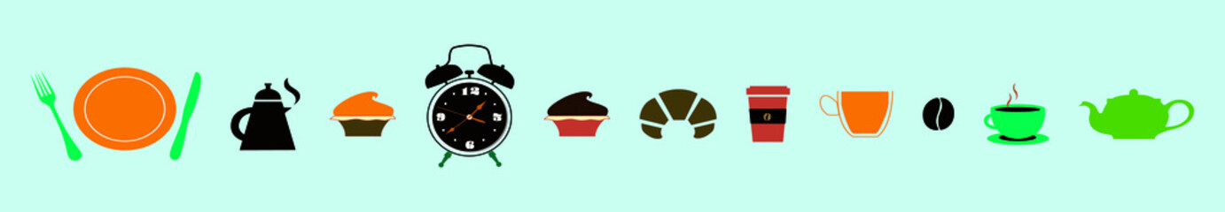 set of breakfast cartoon icon design template with various models. vector illustration isolated on blue background