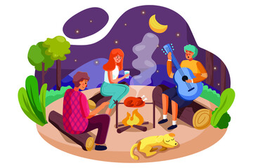 Party Outdoor Vector Illustration concept. Can use for web banner, infographics, hero images. Flat illustration isolated on white background.