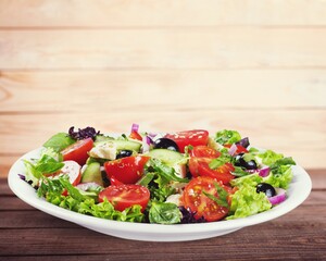 Fresh greek vegetable salad in plate