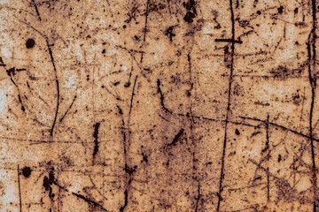 Interesting painted old metal surface with traces of rust, scratches and time damage texture