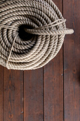 Top View Of Heavy Duty Coiled Boat Rope Detail