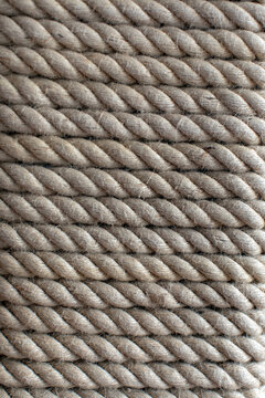 Close up of twisted coiled boat rope