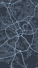 Detailed map of Bradford city, linear print map. Cityscape panorama.