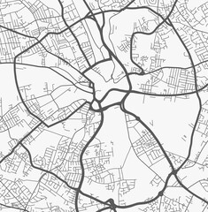 Urban city map of Bradford. Vector poster. Grayscale street map.