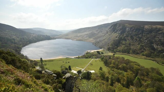 Time lapse from Wicklow Mountains in Ireland at Lough Tay. / Lough Tay/ Ireland at summer time. vikings filming locations