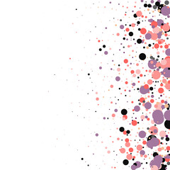 Color Round Frame. Birthday Circle Card. Pink Confetti Side Background. Border Dot Texture. eps 10