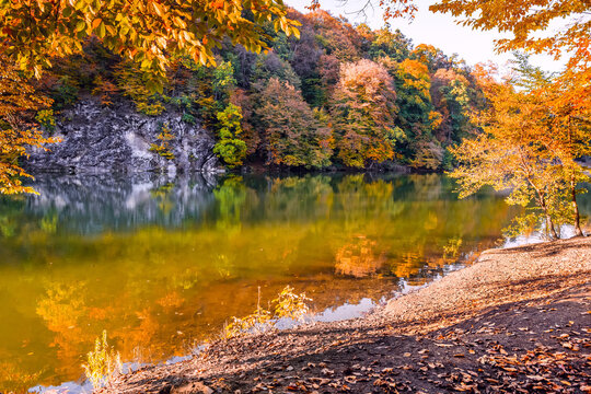 Parz Lich (Clear Lake) in Dilijan, Armenia, Autumn landscape