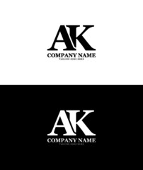 ak letter branding logo Design, black white color.