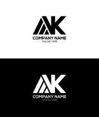ak letter branding logo Design, black white color