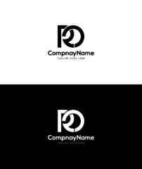 rc letter branding logo Design, black white color