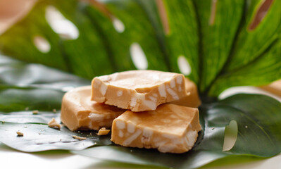 handmade soap made from squeezing soap slivers, the concept of spa and self-care at home