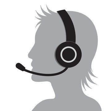 recommend clip art: Profile portrait of call center operator with headset