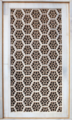 Stone grate of Itimad-Ud-Daulah tomb in Agra, India