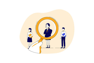 Job Interview Vector Illustration concept. Can use for web banner, infographics, hero images. Flat illustration isolated on white background.