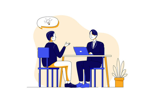 Job Interview Vector Illustration concept. Can use for web banner, infographics, hero images. Flat illustration isolated on white background.