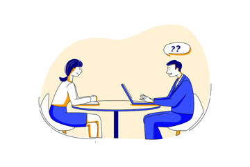 Job Interview Vector Illustration concept. Can use for web banner, infographics, hero images. Flat illustration isolated on white background.